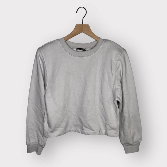 Zara Crewneck Sweatshirt with Shoulder Pads - Picture 1 of 7